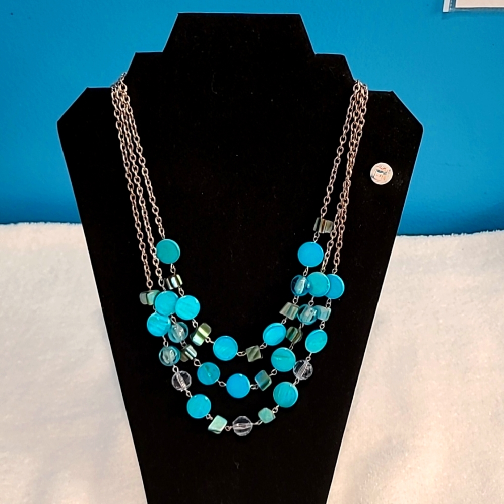 Tiered Silver Chain & Beads Necklace
